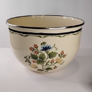 P-018 Kobe Cream Floral Ceramic Serving Bowl with Painted Garden Design